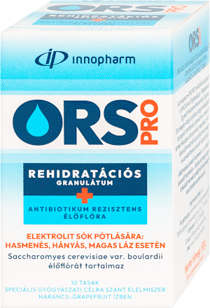 ORS PRO granulátum, elektrolit sók pótlására - hasmenés,hányás,magas láz esetén, narancs-grapefruit íz Innopharm