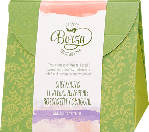 Sheavajas levendulaszappan rózsaszín agyaggal díszdobozban Borza