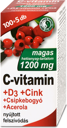 C-vitamin filmtabletta, +D3 -vitamin és cinkkel, 1200mg DR CHEN PATIKA
