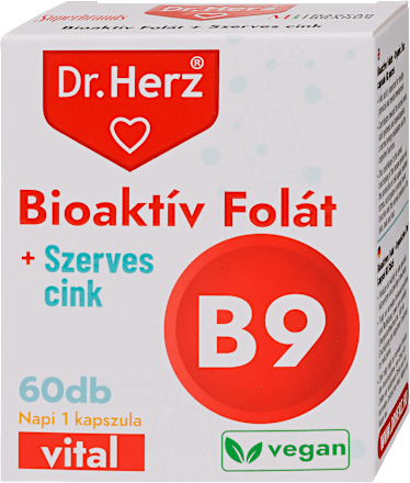 Bioaktív folát + szerves cink 60db kapszula, vegán Dr. Herz