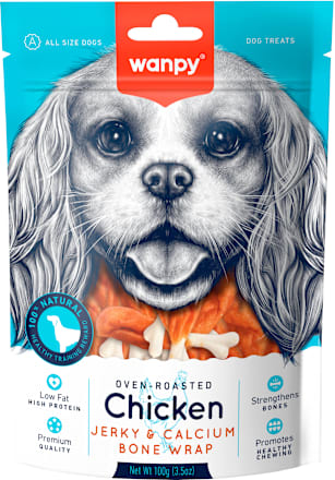 Dopolnilna hrana za pse Chicken Jerky & Calcium Bone Twists  Wanpy
