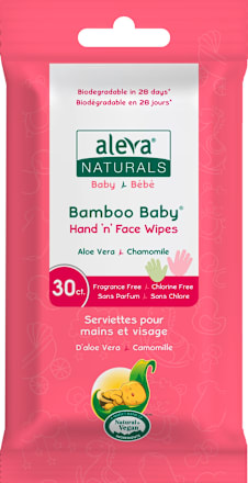 Șervețele umede din fibre de bambus pentru măini și față Aleva Naturals