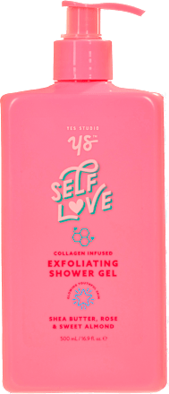 Żel pod prysznic złuszczający Self Love masło shea, róża, słodkie migdały z infuzją kolagenu YES STUDIO
