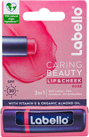 CARING BEAUTY 3IN1 balzam za usne i obraze - ROSE, SPF30 labello