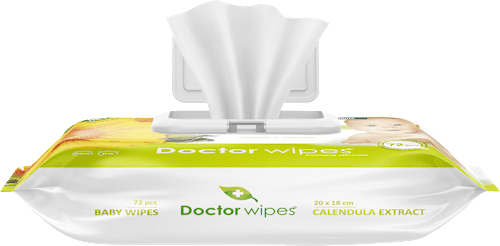 Șervețele umede cu extract de gălbenele pentru copii Doctor wipe`s