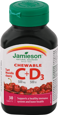 Cmúľacie tablety vitamín C + D3 Jamieson