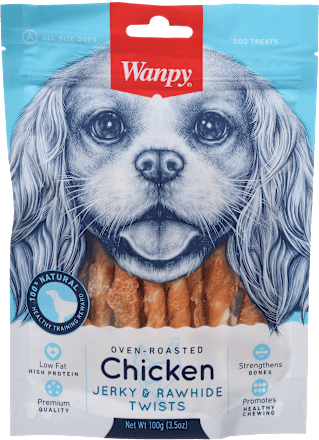Dopolnilna hrana za pse Chicken Jerky & Rawhide Twists  wanpy