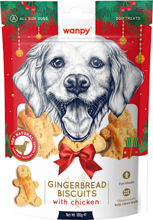 Dopolnilna hrana za pse - pasji piškotki v obliki božičnih medenjakov s piščancem wanpy