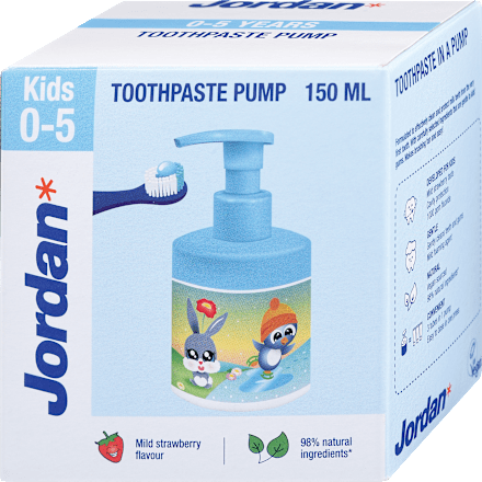 Detská zubná pasta v pumpičke Kids 0-5 rokov  Jordan