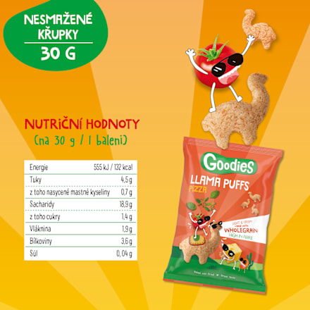 křupky Llama s příchutí pizza Goodies