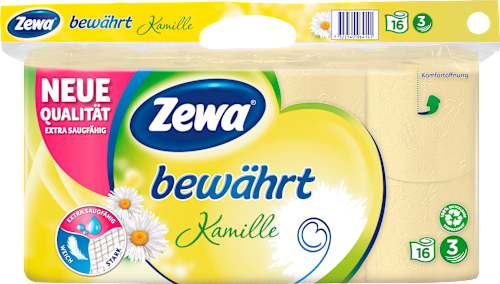 Toilettenpapier bewährt Kamille 3-lagig (16 x 150 Blatt) Zewa