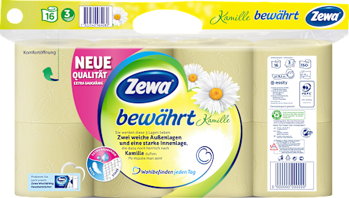 Toilettenpapier bewährt Kamille 3-lagig (16 x 150 Blatt) Zewa
