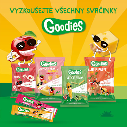 křupky srdíčka s příchutí banánu a jahody Goodies