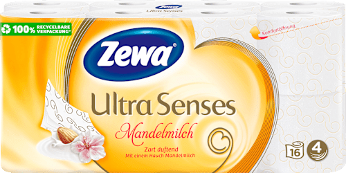 Toilettenpapier Ultra Senses Mandelmilch 4-lagig (16x135 Blatt) Zewa