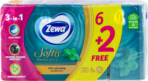 Softis MENTHOL BREEZE papirne maramice, 4-slojne, mentol Zewa