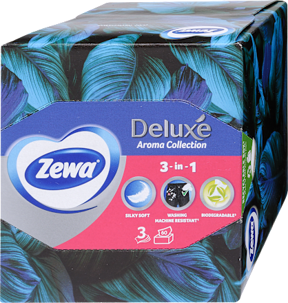 Papír zsebkendő dobozos Deluxe, Aroma Collection, 3 rétegű, többféle ZEWA
