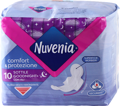  Assorbenti comfort e protezione sottile goodnight+ con ali Nuvenia
