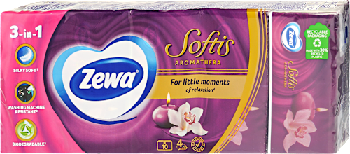 Papír zsebkendő Softis, Aromathera, 4 rétegű, 10x9db ZEWA