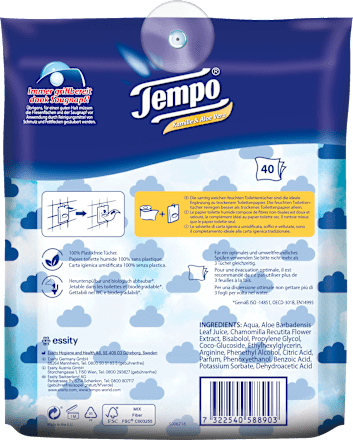 Feuchtes Toilettenpapier Sanft & Sensitiv Komfortbeutel Tempo