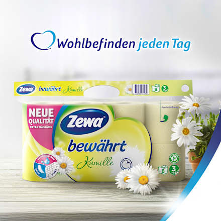 Toilettenpapier bewährt Kamille 3-lagig (16 x 150 Blatt) Zewa