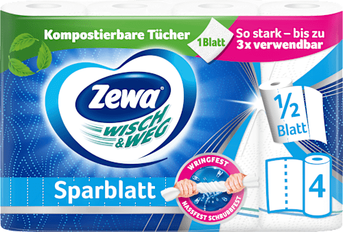 Küchenrolle Wisch&Weg Sparblatt (4x74 Blatt) Zewa