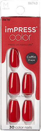 Umelé nechty imPRESS Color Coffin - Reddy or Not KISS