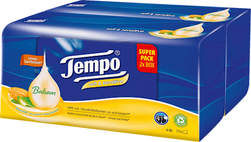 Taschentücher Box Soft&Sensitive Duo Box (2 x 70 St) Tempo