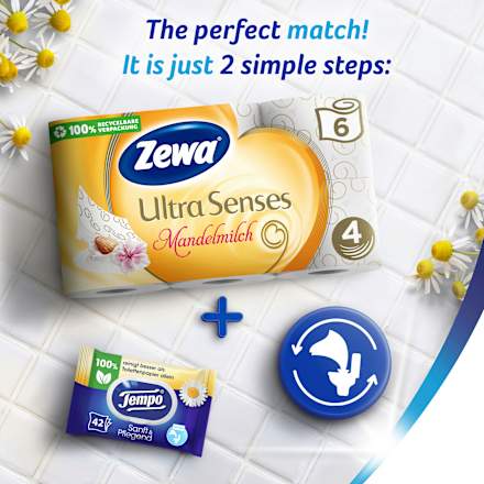 Toilettenpapier Ultra Senses Mandelmilch 4-lagig (16x135 Blatt) Zewa