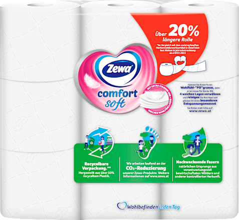 Comfort plus Toilettenpapier Streichelzart 4-lagig (9x120 Blatt) Zewa