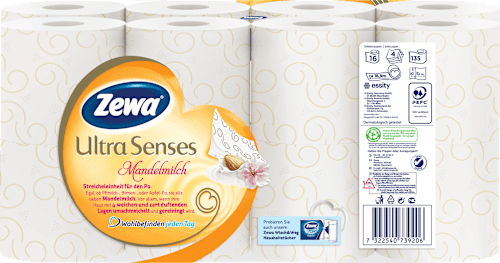 Toilettenpapier Ultra Senses Mandelmilch 4-lagig (16x135 Blatt) Zewa
