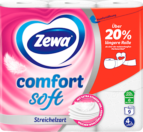Comfort plus Toilettenpapier Streichelzart 4-lagig (9x120 Blatt) Zewa