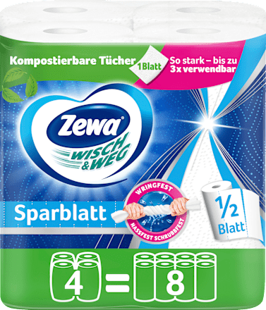 Küchenrolle Wisch&Weg Sparblatt Riesenrolle (4x148 Blatt) Zewa