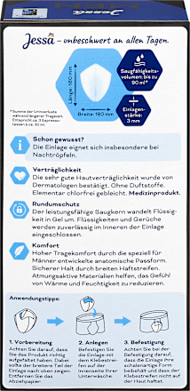 Zaščitni vložki MEN, 1. stopnja, za lažjo inkontinenco Jessa DISKRET