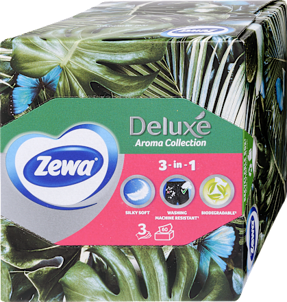 Papír zsebkendő dobozos Deluxe, Aroma Collection, 3 rétegű, többféle ZEWA