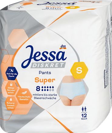 Inkontinencia nadrágpelenka, S kis méret, közepes vagy erős hólyaggyengeség esetén Jessa DISKRET