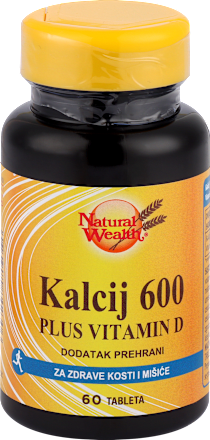 Kalcij 600 + Vitamin D Natural Wealth