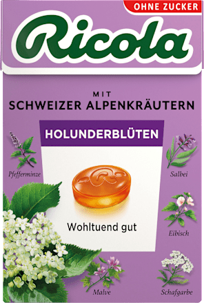 Bonbons Schweizer Alpenkräuter Holunderblüten zuckerfrei Ricola