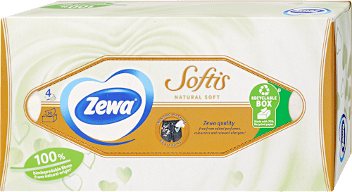 Papír zsebkendő dobozos Softis, Natural Soft, 4 rétegű  ZEWA