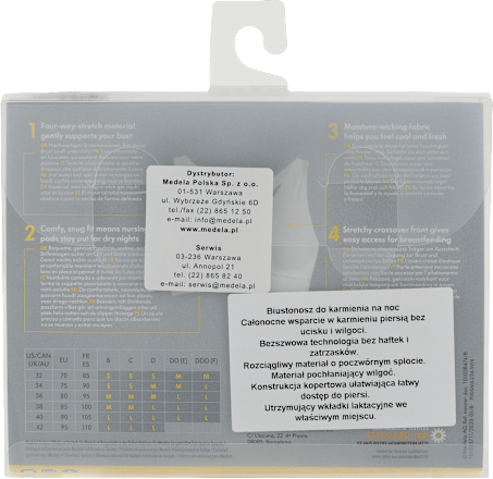 Biustonosz do karmienia na noc biały, rozmiar S Medela