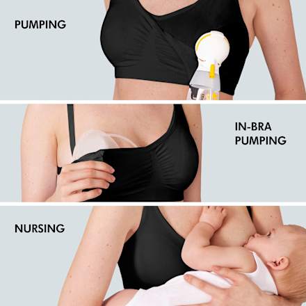 Abpump- und Still-BH Gr. L, 3-in-1, schwarz Medela