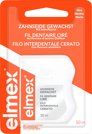 Filo interdentale cerato con fluoro amminico elmex