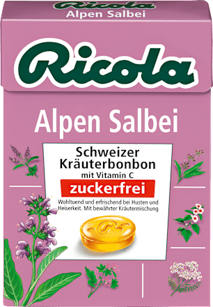 Bonbon, Alpen Salbei, zuckerfrei, in der Taschenbox Ricola