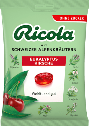 Bonbon, Eukalyptus Kirsche, zuckerfrei Ricola