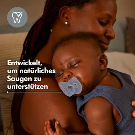 Schnuller Soft Silikon, hellblau/uni, 0-6 Monate Medela