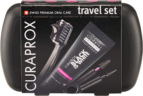 BLACK IS WHITE putni set za oralnu higijenu - crni CURAPROX