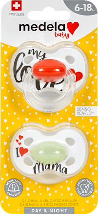 Schnuller Day & Night Signature rot/weiß 6-18 Monate Medela