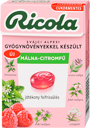 Gyógynövény cukorka, málna-citromfű Ricola
