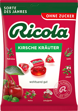Bonbon, Kirsche Kräuter, zuckerfrei Ricola