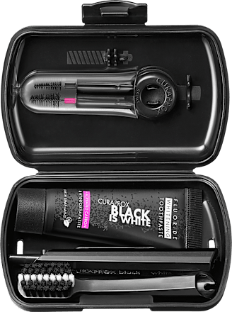 BLACK IS WHITE putni set za oralnu higijenu - crni CURAPROX