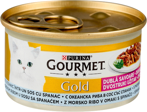 Gold pašteta za odrasle mačke u konzervi - morska riba i spanać Purina Gourmet